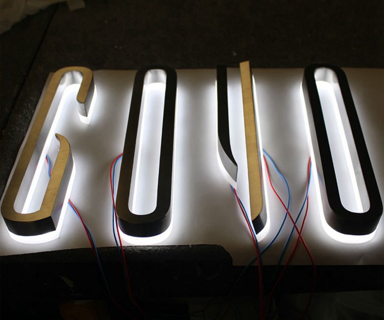 Led Backlit Logo Wall Decor Metal Letters Stainless Steel Sign 297